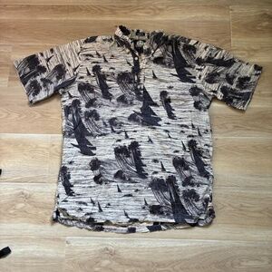 Vintage Reyn Spooner Black & White Boats & Islands Aloha Hawaiian Shirt Men’s M